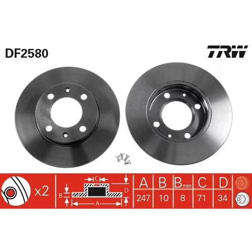 Brzdový kotúč TRW DF2580