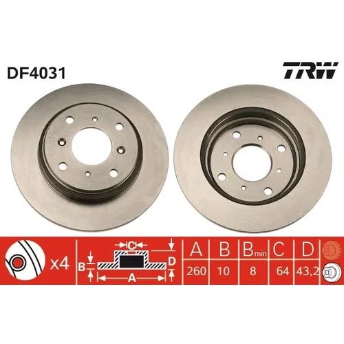 Brzdový kotúč TRW DF4031