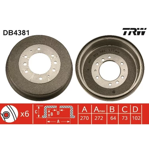 Brzdový bubon DB4381 /TRW/ - obr. 2