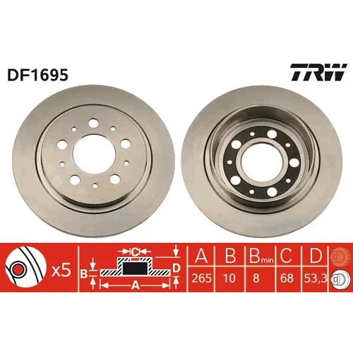 Brzdový kotúč TRW DF1695