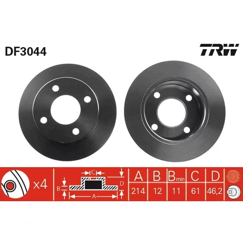 Brzdový kotúč TRW DF3044