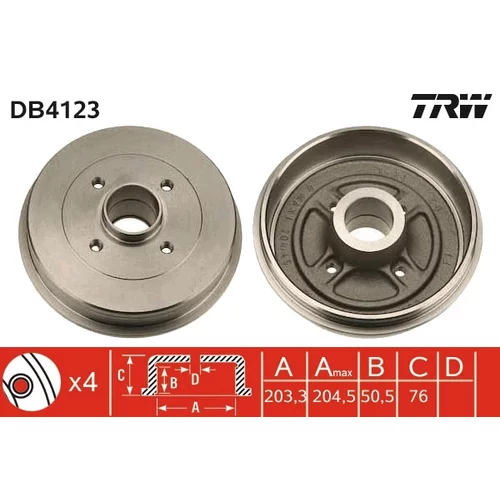 Brzdový bubon TRW DB4123