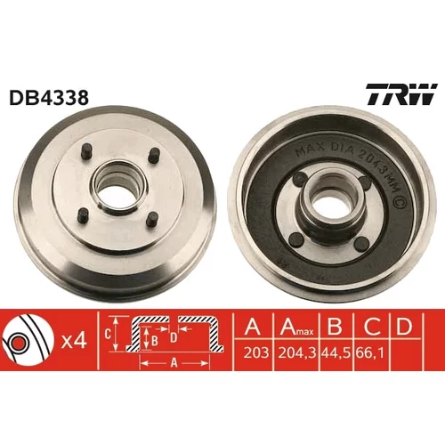 Brzdový bubon TRW DB4338