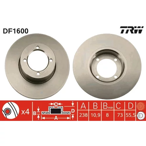 Brzdový kotúč TRW DF1600