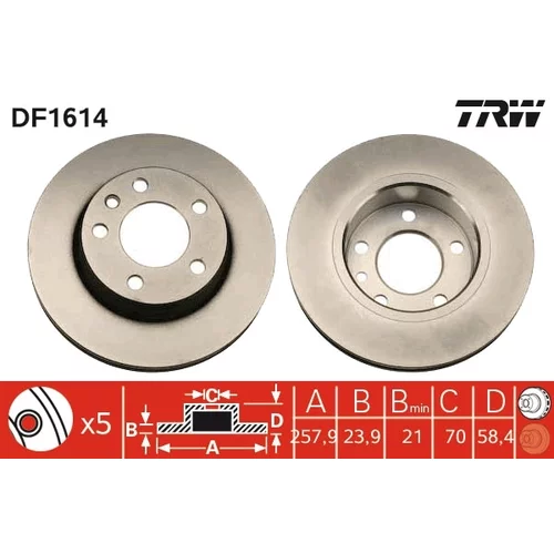 Brzdový kotúč TRW DF1614