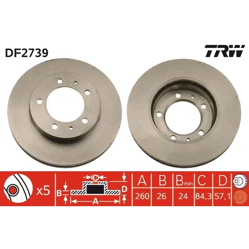 Brzdový kotúč TRW DF2739