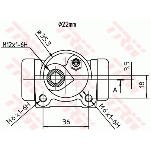 Brzdový valček kolesa BWH187 /TRW/ - obr. 1