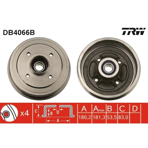 Brzdový bubon TRW DB4066B