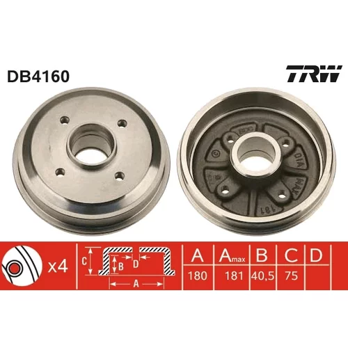 Brzdový bubon TRW DB4160
