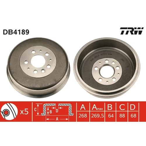 Brzdový bubon TRW DB4189