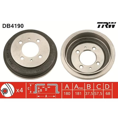 Brzdový bubon TRW DB4190