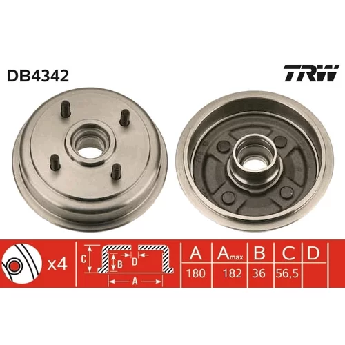 Brzdový bubon TRW DB4342