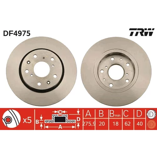 Brzdový kotúč DF4975 /TRW/