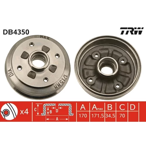 Brzdový bubon TRW DB4350