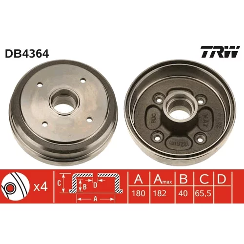 Brzdový bubon TRW DB4364