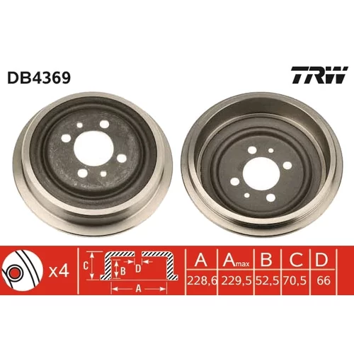 Brzdový bubon TRW DB4369