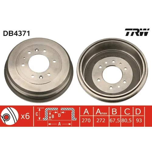 Brzdový bubon TRW DB4371