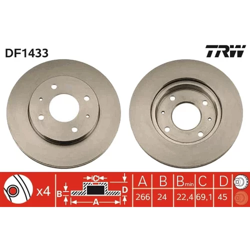 Brzdový kotúč TRW DF1433