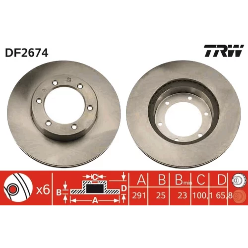 Brzdový kotúč TRW DF2674