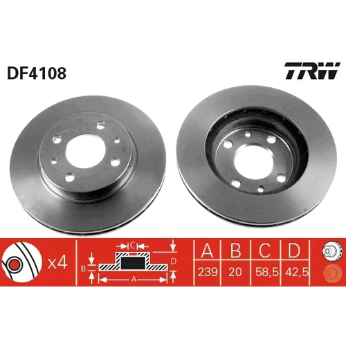 Brzdový kotúč TRW DF4108