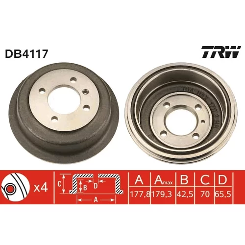 Brzdový bubon DB4117 /TRW/