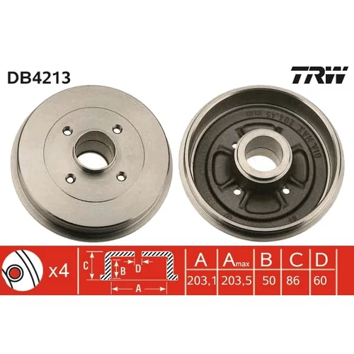 Brzdový bubon TRW DB4213