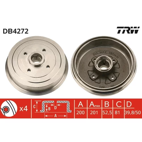 Brzdový bubon TRW DB4272