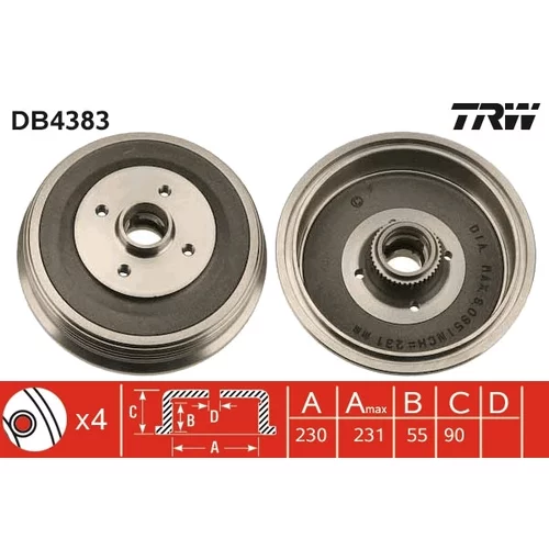 Brzdový bubon TRW DB4383