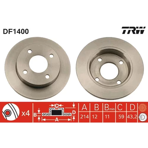 Brzdový kotúč TRW DF1400