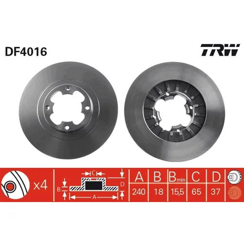 Brzdový kotúč TRW DF4016