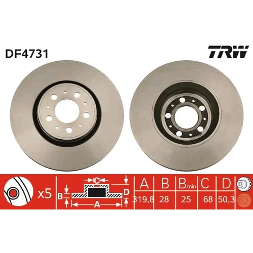 Brzdový kotúč TRW DF4731