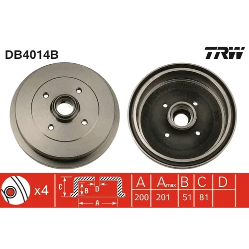 Brzdový bubon TRW DB4014B