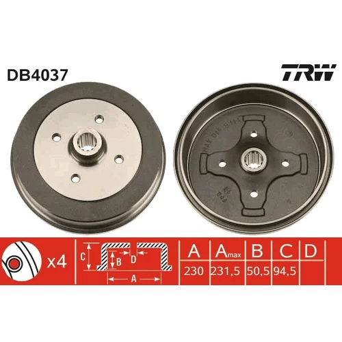 Brzdový bubon DB4037 /TRW/