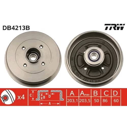 Brzdový bubon TRW DB4213B
