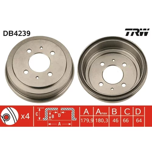 Brzdový bubon TRW DB4239