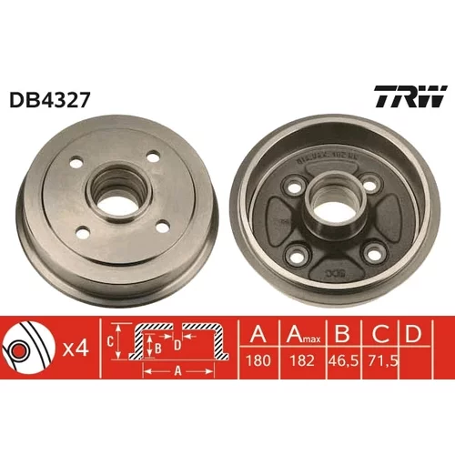 Brzdový bubon TRW DB4327