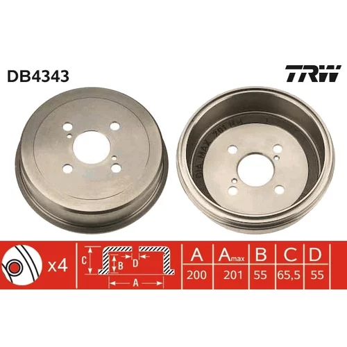 Brzdový bubon TRW DB4343