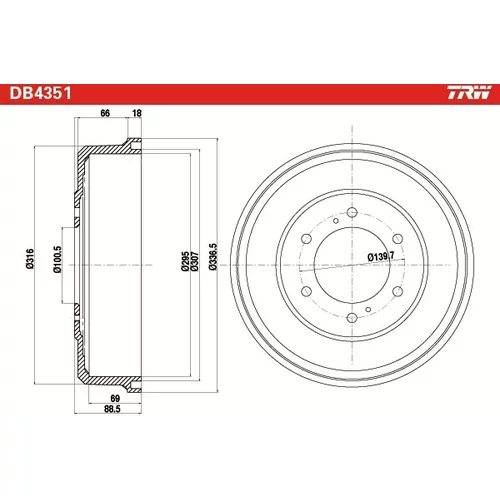 Brzdový bubon DB4351 /TRW/ - obr. 1