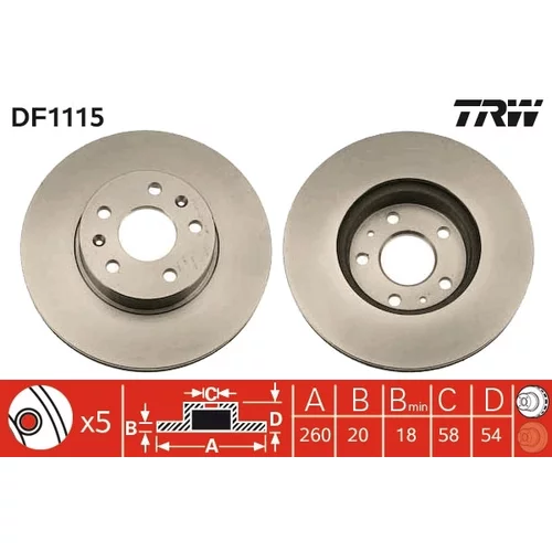 Brzdový kotúč TRW DF1115