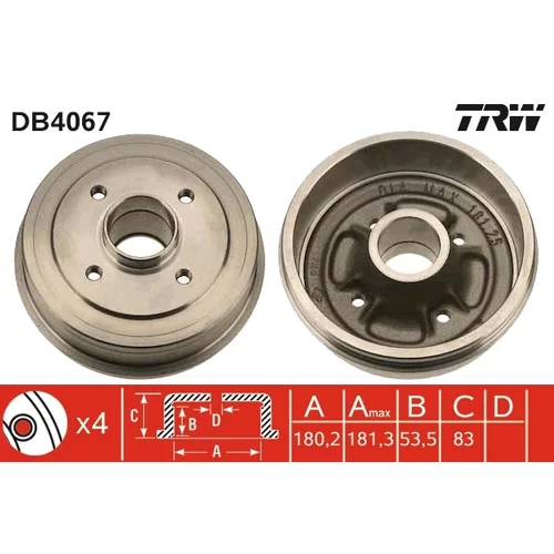 Brzdový bubon TRW DB4067