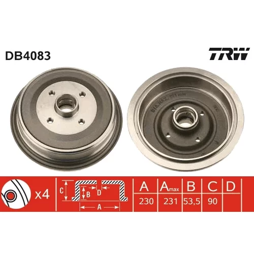 Brzdový bubon TRW DB4083