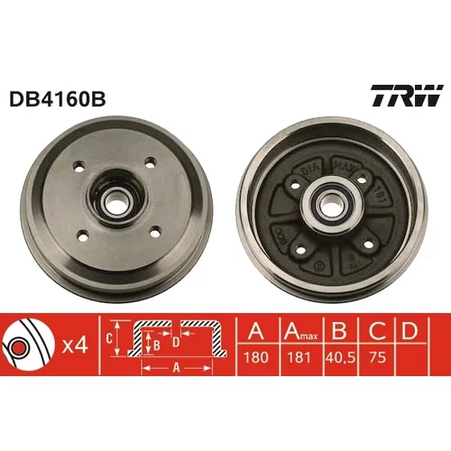 Brzdový bubon TRW DB4160B