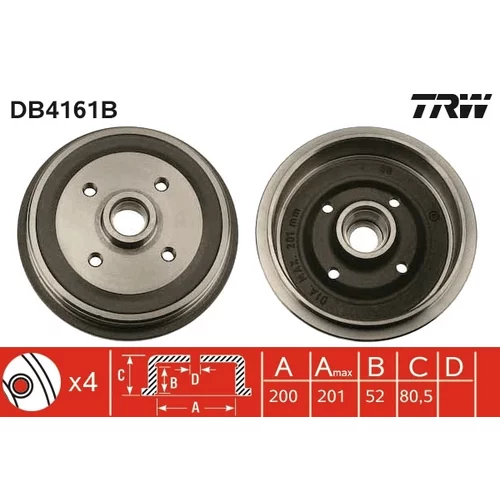 Brzdový bubon TRW DB4161B