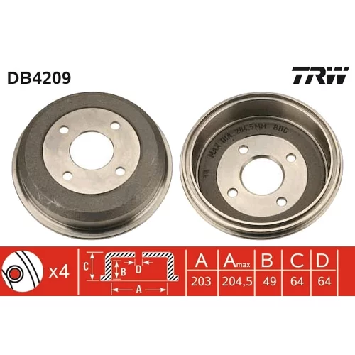 Brzdový bubon TRW DB4209