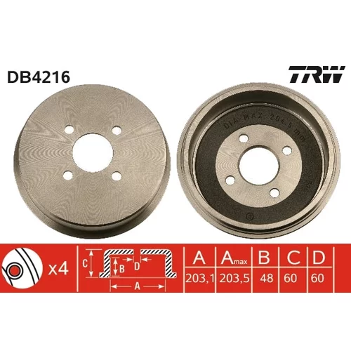 Brzdový bubon DB4216 /TRW/ - obr. 2