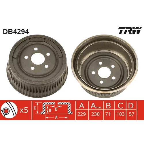 Brzdový bubon TRW DB4294