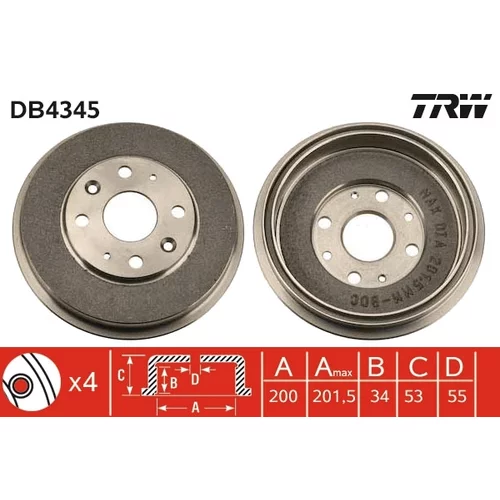 Brzdový bubon TRW DB4345