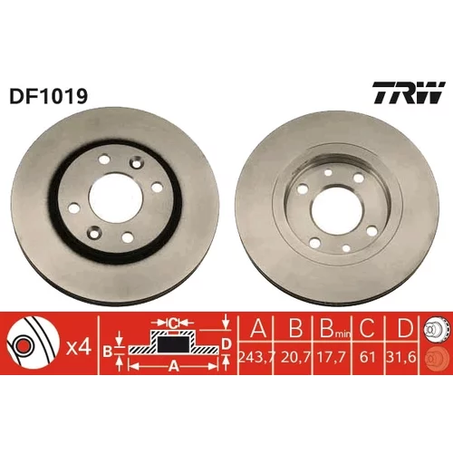 Brzdový kotúč TRW DF1019
