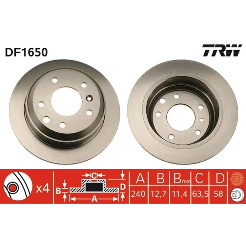 Brzdový kotúč TRW DF1650