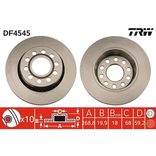Brzdový kotúč TRW DF4545